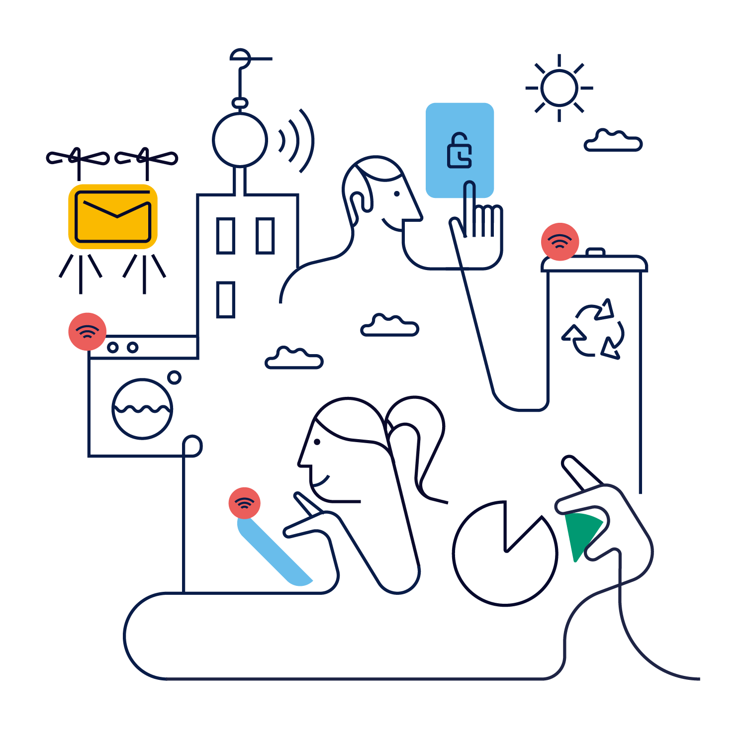 Överblick av energiförbrukning i brf. Illustration.
