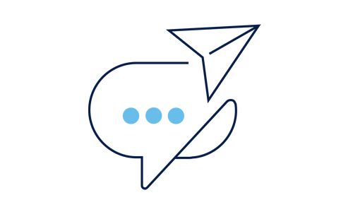 Illustration. Pratbubbla med skicka-symbolen.