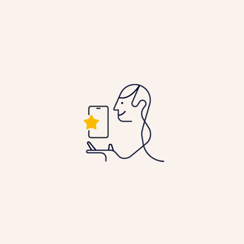 Illustration. Person håller i en telefon