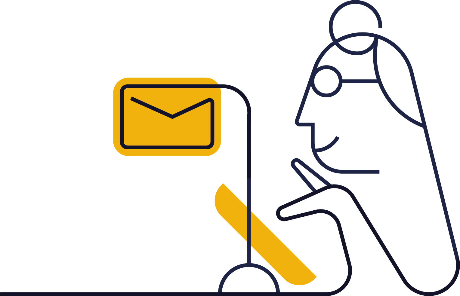 Människa som mejlar. Illustration.